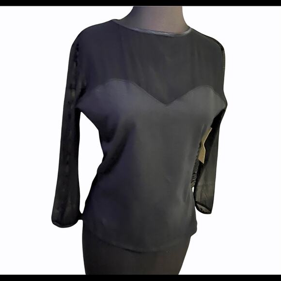 Vtg 90s Y2K Deadstock Sheer Illusion Top with Rhinestone Butterfly Shirt - Picture 2 of 11